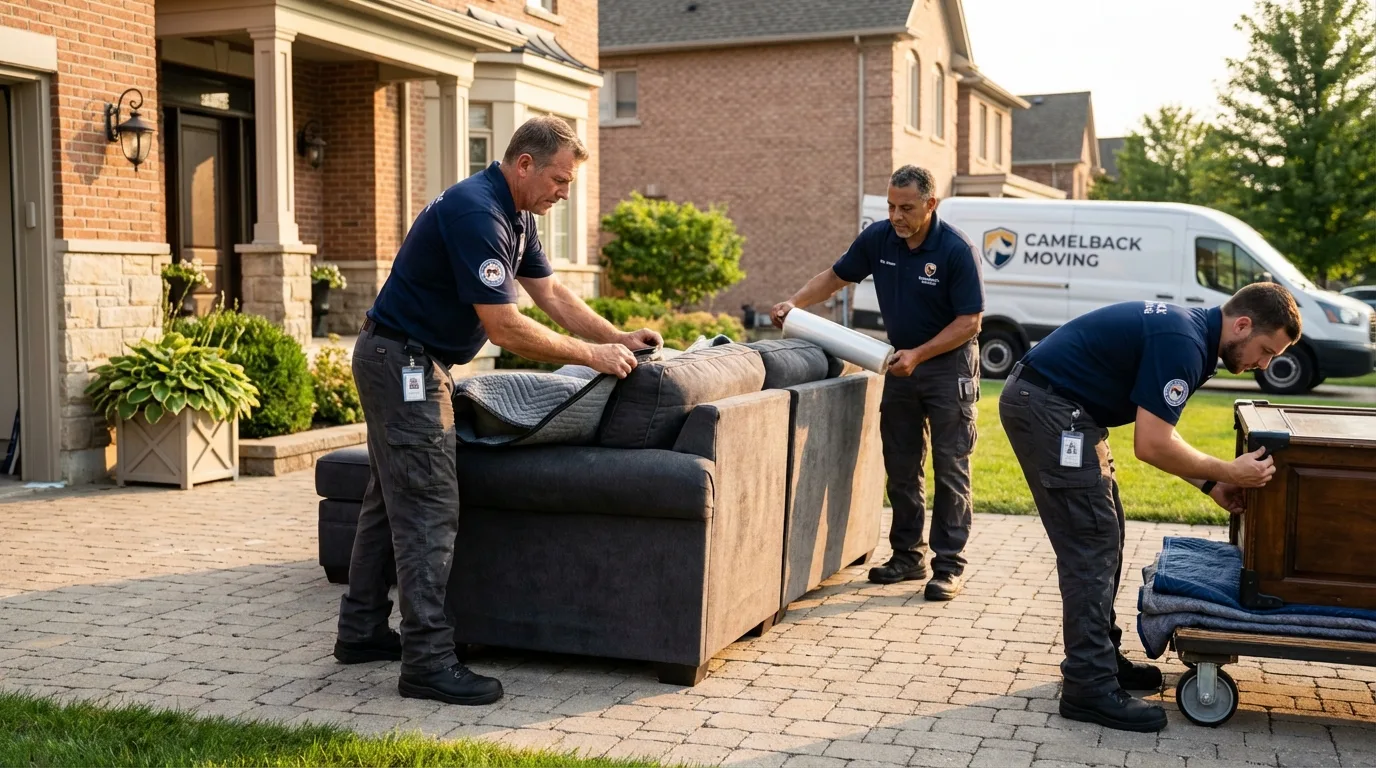 Large estate moving crew wrapping furniture in Marlette, MI